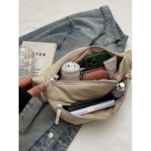 輕便包包女休閒尼龍布防潑水馬鞍包大容量簡約純色單肩斜背小包