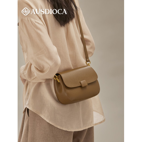 真皮馬鞍包女2026新款時尚高級感單肩包小挎包植鞣牛皮女士斜後後背包