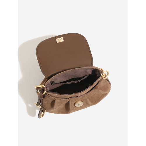 CHARIC&KROSS秋冬復古繙毛皮馬鞍包女美拉德風通勤單肩斜背小豬包