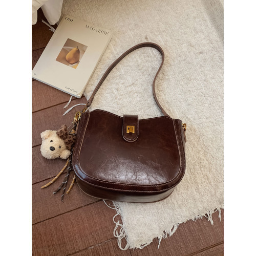 高級感蠟皮小包包女2026新款美拉德腋下馬鞍包春夏復古單肩斜後後背包