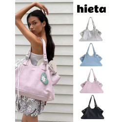 韓國小衆25新款Hieta鉚釘托特包y2k大容量時尚百搭單肩手提腋下包