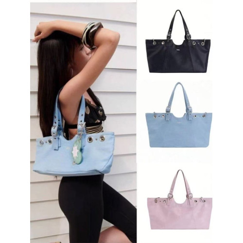 韓國小衆25新款Hieta鉚釘托特包y2k大容量時尚百搭單肩手提腋下包