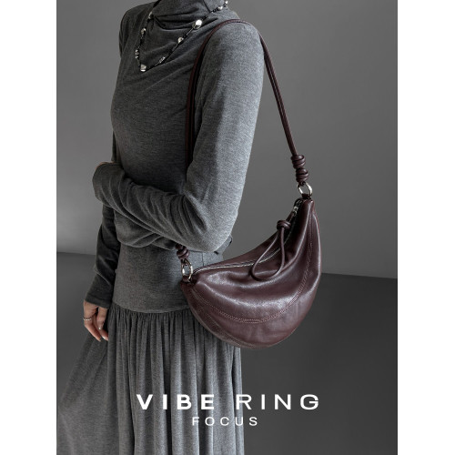 Vibe Ring/愛不釋手慵懶風軟糯休閒牛角包高級感羊皮單肩包