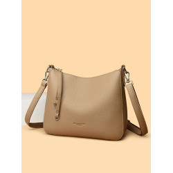 真皮斜後後背包包女2025新款女士大容量單肩斜後後背包包高級感中年媽媽包