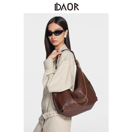 DAOR豌豆系列Hobo包波嬉風半月馬鞍包女大容量托特包包通勤單肩包 DAOR豌豆系列Hobo包波嬉風半月馬鞍包女大容量托特包包通勤單肩包