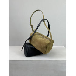 頭層磨砂牛皮圓筒包保齡球腋下包枕頭包手提包吐司包單肩斜後後背包女