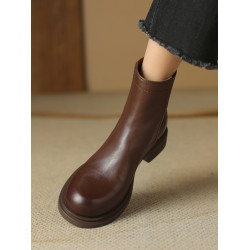 巨好穿英倫風復古軟皮馬丁靴女秋冬新款百搭粗中跟切爾西短靴黑色