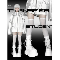 轉校生 賽博學院 原創亞文化厚底馬丁靴龐克風辣妹短靴機能風靴子