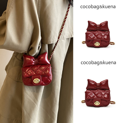 秋冬可愛蝴蝶結迷你包包馬鞍女2025新款新年紅色斜後後背包口紅耳機包 秋冬可愛蝴蝶結迷你包包馬鞍女2025新款新年紅色斜後後背包口紅耳機包