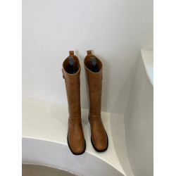 2026新騎士靴歐美圓頭小衆胖MM直筒長靴不過膝套筒時尚百搭時裝靴