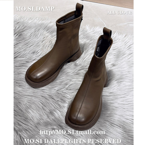 厚底馬丁靴女2026新款秋冬英倫風短靴加絨瘦瘦靴中筒切爾西女靴子