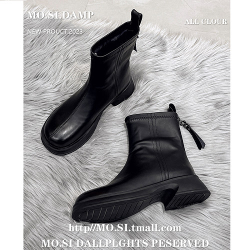 厚底馬丁靴女2026新款秋冬英倫風短靴加絨瘦瘦靴中筒切爾西女靴子