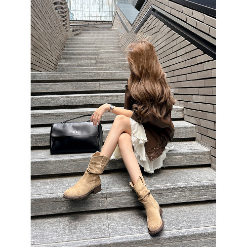 美拉德中筒短靴子女2026新款夏秋季西部牛仔堆堆靴厚底馬丁靴單靴 美拉德中筒短靴子女2026新款夏秋季西部牛仔堆堆靴厚底馬丁靴單靴