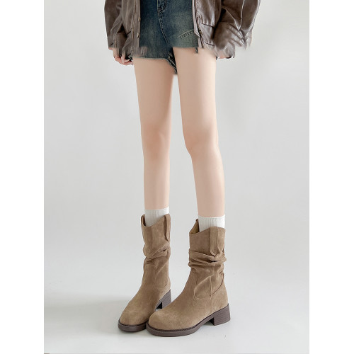 美拉德中筒短靴子女2026新款夏秋季西部牛仔堆堆靴厚底馬丁靴單靴 美拉德中筒短靴子女2026新款夏秋季西部牛仔堆堆靴厚底馬丁靴單靴