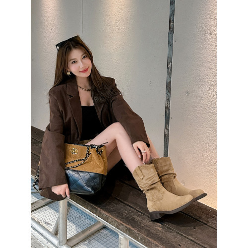 美拉德中筒短靴子女2026新款夏秋季西部牛仔堆堆靴厚底馬丁靴單靴 美拉德中筒短靴子女2026新款夏秋季西部牛仔堆堆靴厚底馬丁靴單靴