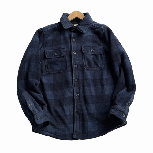 老美單~可做棉衣~秋冬男士加絨加厚保暖寬鬆羊羔毛法蘭絨格子襯衫