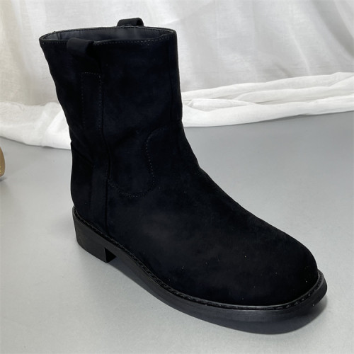 羊皮切爾西靴牛仔靴2025秋季新款復古磨砂馬丁靴女套筒中跟短靴子 羊皮切爾西靴牛仔靴2025秋季新款復古磨砂馬丁靴女套筒中跟短靴子