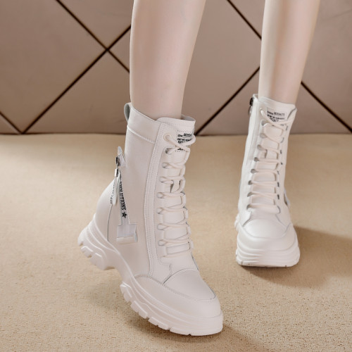 真皮馬丁靴女2025秋冬新款英倫風百搭爆款小個子厚底內增高短靴子