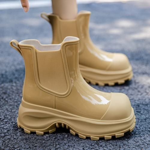 雨鞋女士時尚外穿水鞋厚底增高雨靴防滑水靴日系中筒成人膠鞋防水