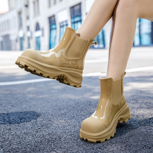 雨鞋女士時尚外穿水鞋厚底增高雨靴防滑水靴日系中筒成人膠鞋防水