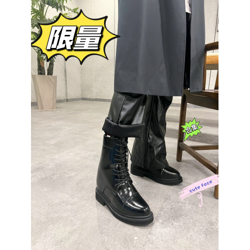 米哆七團尖頭隱形增高商務皮靴新款cos增高鞋漫展用鞋男女增高靴