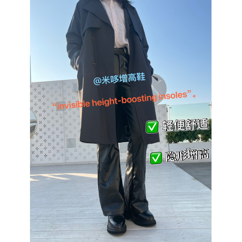 米哆七團尖頭隱形增高商務皮靴新款cos增高鞋漫展用鞋男女增高靴