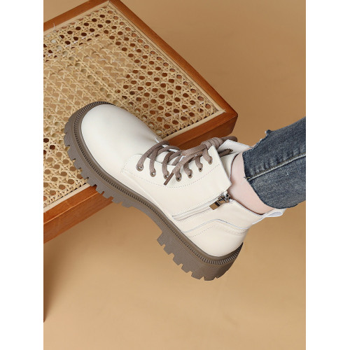 馬丁靴女款英倫風2025新款春秋單靴顯瘦短靴真皮厚底機車靴小碼34