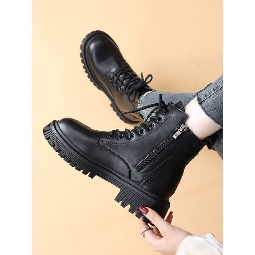 馬丁靴女款英倫風2025新款春秋單靴顯瘦短靴真皮厚底機車靴小碼34