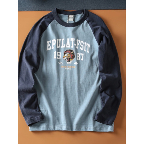 秋季新款 純棉水洗磨毛撞色插肩袖男士圓領休閒百搭長袖T恤衫打底 秋季新款 純棉水洗磨毛撞色插肩袖男士圓領休閒百搭長袖T恤衫打底