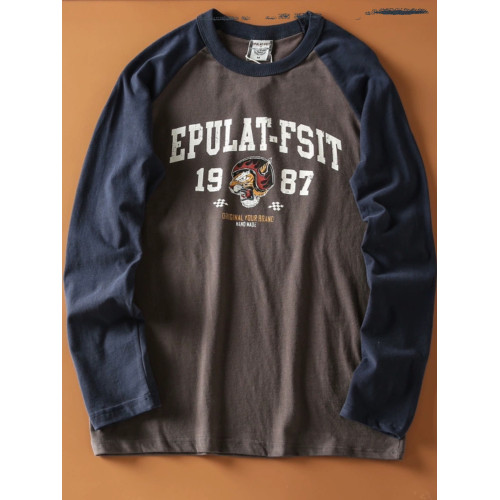 秋季新款 純棉水洗磨毛撞色插肩袖男士圓領休閒百搭長袖T恤衫打底 秋季新款 純棉水洗磨毛撞色插肩袖男士圓領休閒百搭長袖T恤衫打底