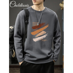 長袖t恤男士秋季純棉潮流寬鬆大碼休閒上衣新款青少年百搭打底衫