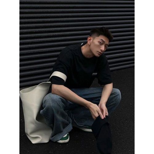 美式潮牌純棉短袖t恤男士寬鬆2025新款夏季黑色重磅痞帥炸街上衣