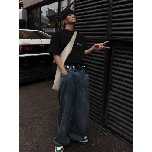 美式潮牌純棉短袖t恤男士寬鬆2025新款夏季黑色重磅痞帥炸街上衣