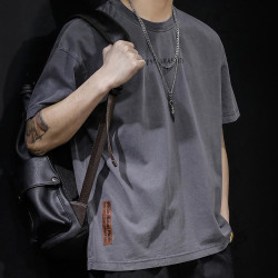 重磅純棉短袖t恤男夏季寬鬆ins潮牌胖子大碼加肥加大男士體恤字母