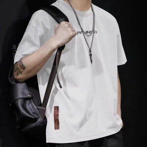 重磅純棉短袖t恤男夏季寬鬆ins潮牌胖子大碼加肥加大男士體恤字母 重磅純棉短袖t恤男夏季寬鬆ins潮牌胖子大碼加肥加大男士體恤字母