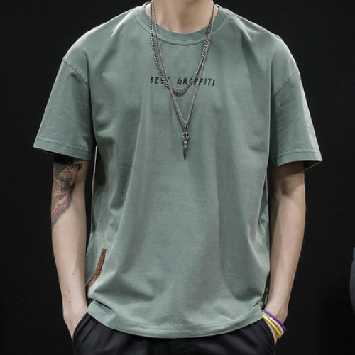 重磅純棉短袖t恤男夏季寬鬆ins潮牌胖子大碼加肥加大男士體恤字母 重磅純棉短袖t恤男夏季寬鬆ins潮牌胖子大碼加肥加大男士體恤字母