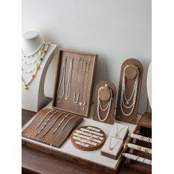 胡桃木首飾展示架手鏈手串飾品掛架戒指珠寶托盤項鍊模特陳列組合