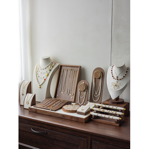胡桃木首飾展示架手鏈手串飾品掛架戒指珠寶托盤項鍊模特陳列組合