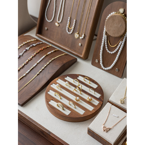胡桃木首飾展示架手鏈手串飾品掛架戒指珠寶托盤項鍊模特陳列組合