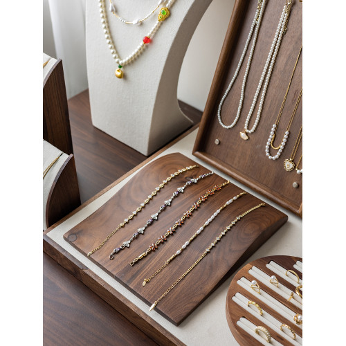 胡桃木首飾展示架手鏈手串飾品掛架戒指珠寶托盤項鍊模特陳列組合