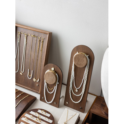 胡桃木首飾展示架手鏈手串飾品掛架戒指珠寶托盤項鍊模特陳列組合