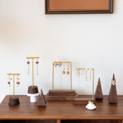 胡桃木耳環架子展示架立式耳墜架子陳列耳飾掛架耳釘架拍照道具