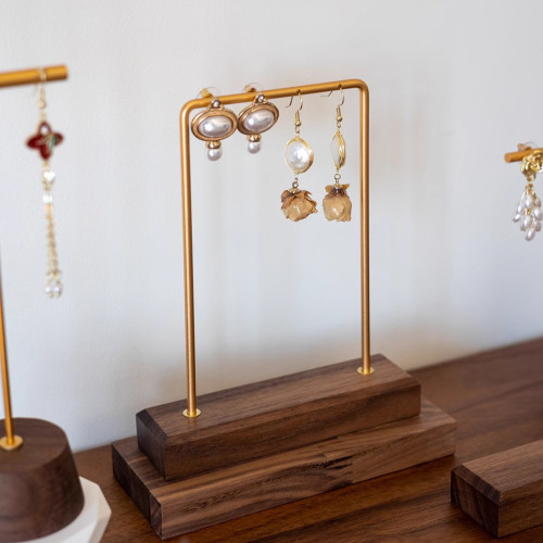 胡桃木耳環架子展示架立式耳墜架子陳列耳飾掛架耳釘架拍照道具
