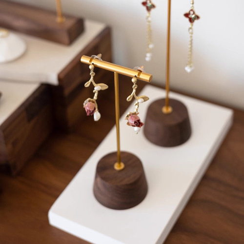 胡桃木耳環架子展示架立式耳墜架子陳列耳飾掛架耳釘架拍照道具