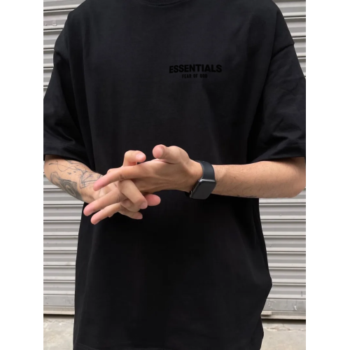 植絨字母ESSENTLAIS FOGESS2026短袖T恤男女嘻哈半袖潮牌美式上衣