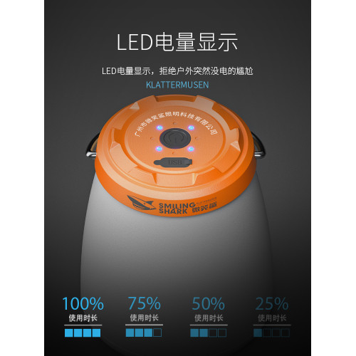 微笑鯊露營燈超長續航充電應急家用戶外照明燈野營帳篷掛式營地燈