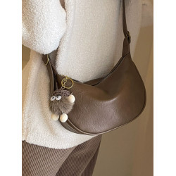 時尚軟皮包包女2026新款休閒斜後後背包夏季百搭餃子包簡約休閒單肩包