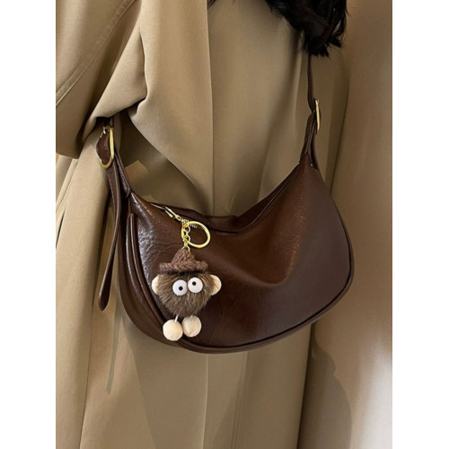 時尚軟皮包包女2026新款休閒斜後後背包夏季百搭餃子包簡約休閒單肩包