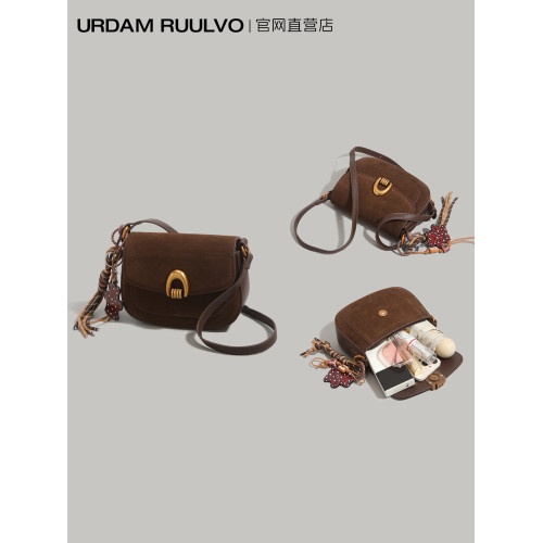 UR復古高級質感馬鞍包女2025新款休閒大容量通勤單肩包百搭斜後後背包