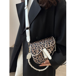 網紅豹紋包包女2024新款時尚高級感洋氣單肩斜後後背包韓國百搭馬鞍包